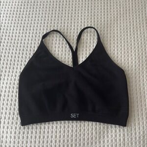 SET Active Sculptflex Black Ribbed V-Bra Size M